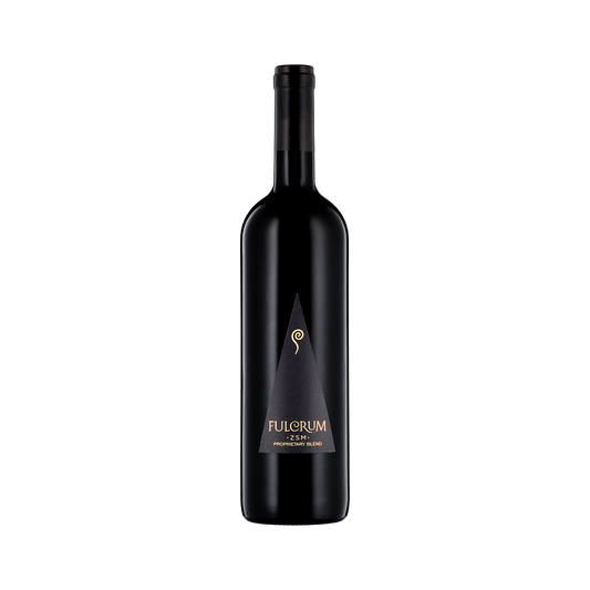 A bottle of Fulcrum Wines 2020 Red Blend ZSM Proprietary Blend