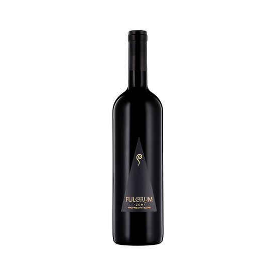 A bottle of Fulcrum Wines 2020 Red Blend ZSM Proprietary Blend