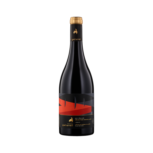 A bottle of Domaine Galuval 2019 'Plan de Dieu' Red Blend