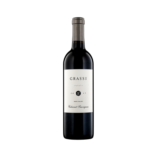 A bottle of Grassi Wine Company 2017 Cabernet Sauvignon Estate