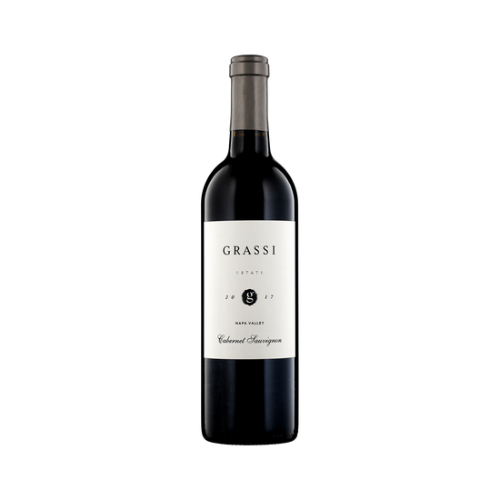 A bottle of Grassi Wine Company 2017 Cabernet Sauvignon Estate