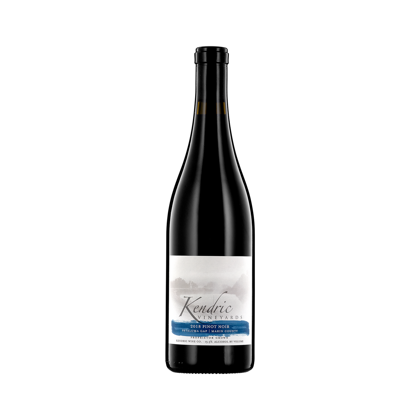 A bottle of Kendric Vineyards 2018 Pinot Noir