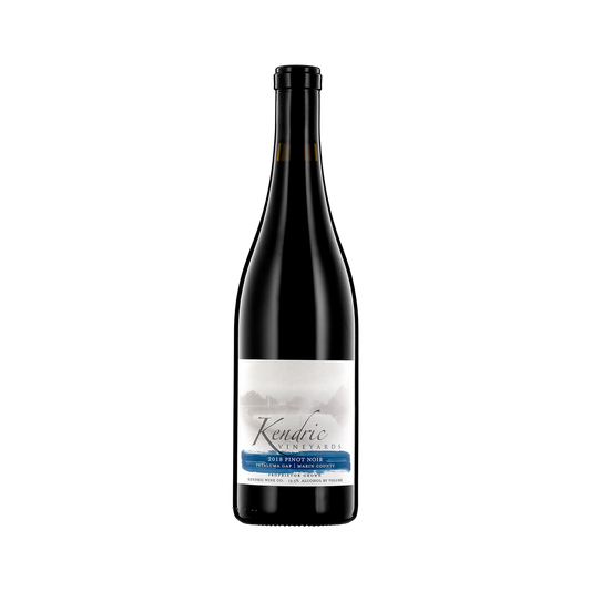 A bottle of Kendric Vineyards 2018 Pinot Noir