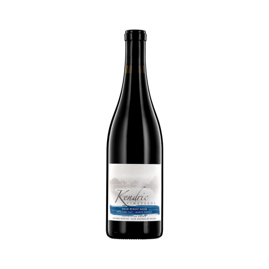 A bottle of Kendric Vineyards 2018 Pinot Noir