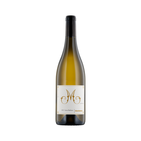 A bottle of Martellotto Wines 2021 'M' Chardonnay