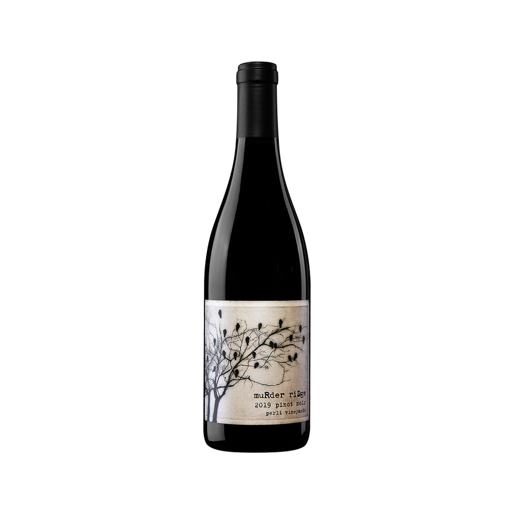 A bottle of Murder Ridge 2019 Pinot Noir